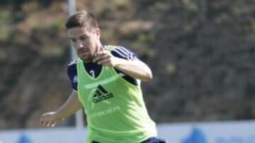 Andreu Font&aacute;s, jugador del Celta de Vigo, durante un entrenamiento.