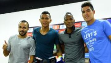 De izquierda a derecha: Mathías Vidangossy, Francisco Meza, Luis Quiñones e Hibert Ruíz, las caras nuevas del subcampeón del fútbol mexicano para el próximo torneo.