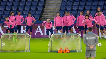 De Paul, en el entrenamiento del Atlético en París.