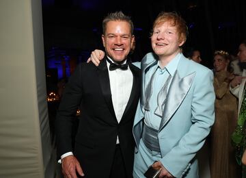 Matt Damon, actor, guionista y productor estadounidense, y Ed Sheeran, cantautor y músico británico.