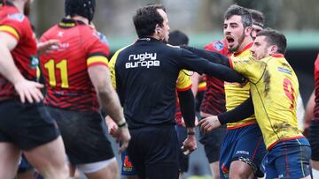 El XV español se fue en masa a por el colegiado tras la derrota