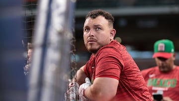 HOUSTON, TX - MARCH 05: Alejandro Kirk #30 of Team Mexico looks on during the 2026 World Baseball Classic workout day at Daikin Park on Thursday, March 5, 2026 in Houston, Texas. (Photo by Rob Tringali/WBCI/MLB Photos via Getty Images)