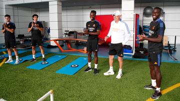 Camavinga with his new team mates and coach Carlo Ancelotti.