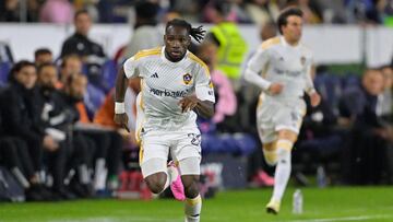 Feb 25, 2024; Carson, California, USA; LA Galaxy forward Joseph Paintsil (28) dribbles against Inter Miami CF during the second half at Dignity Health Sports Park. Mandatory Credit: Jayne Kamin-Oncea-USA TODAY Sports