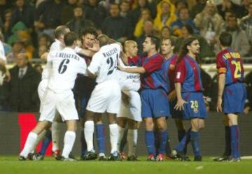 Durante el clásico de 2003 el francés propició un manotazo al asturiano.