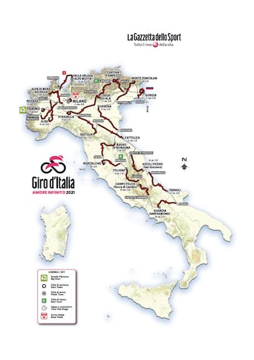 Recorrido del 104º Giro de Italia.