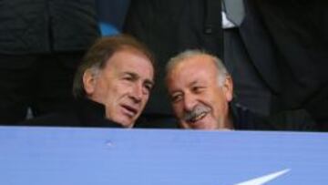 Del Bosque y su ayudante, Toni Grande, en Goodison Park.