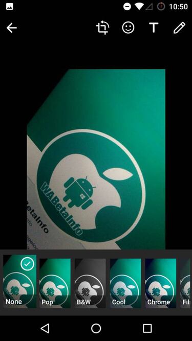 Android también tendrá los filtros fotográficos para WhatsApp