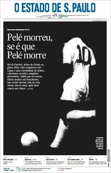 Tributes to Pelé on the front pages of the world