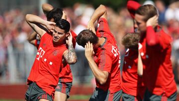 James Rodr&iacute;guez durante un entrenamiento con el Bayern M&uacute;nich