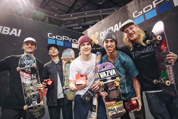 Vincent Milou (4o), Yuto Horigame (2o), Aurelien Giraud (1o), Danny León (3o) y Woody Hoogendijk (5o), los mejores de la Simple Session 2017.