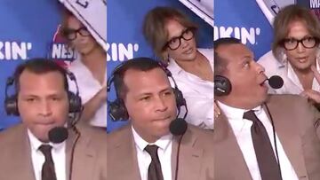 Jennifer Lopez aparece en un programa deportivo para sorprender a Alex Rodriguez.