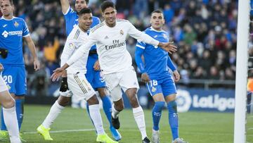 Varane celebró así el 0-2 ante el Getafe.
