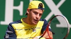 Argentina&#039;s Diego Schwartzman hits a return to France&#039;s Richard Gasquet during their men&#039;s single tennis match at the Monte-Carlo ATP Masters Series tournament on April 18, 2018 in Monaco.  / AFP PHOTO / YANN COATSALIOU