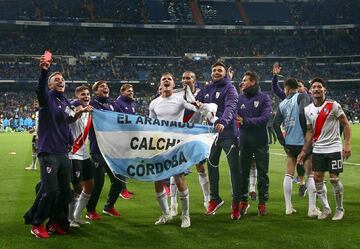 River Plate celebrate being crowned Copa Libertadores champions at the Bernabéu.