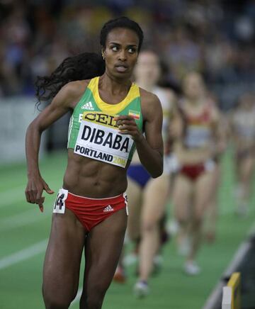 Ethiopia's Genzebe Dibaba during the women's 3000 metres.