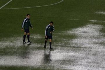 Interior del estadio Monumental donde iba a disputarse el partido.