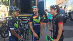 Roberto Merhi, con Nairo Quintana y Jos&eacute; Joaqu&iacute;n Rojas en Castell&oacute;n durante la jornada de descanso de la Vuelta.