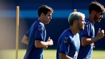 Pablo Hervías, en un entrenamiento con el Málaga.