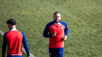 Memphis Depay, en el entrenamiento del Atlético.