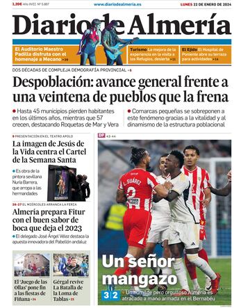 Portada del Diario de Almería hoy 22 de enero