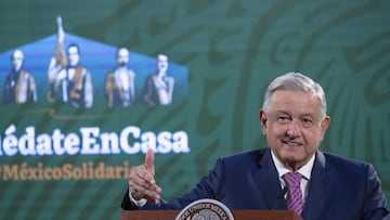 HANDOUT - 08 February 2021, Mexico, Mexico City: Mexican President Andres Manuel Lopez Obrador speaks during a press conference on the Corona pandemic. The head of state is resuming his public appointments after about two weeks of treatment for a Covid 19 illness. Photo: ---/Presidencia Mexico/dpa - ACHTUNG: Nur zur redaktionellen Verwendung und nur mit vollständiger Nennung des vorstehenden Credits  08/02/2021 ONLY FOR USE IN SPAIN