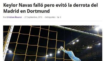 La prensa de Costa Rica critica el error de Keylor Navas