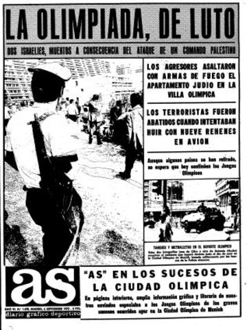 El terror de 'Septiembre Negro'. El ataque terrorista protagonizado el 5 de septiembre por un comando de terroristas palestinos denominado Septiembre Negro empañó los Juegos de Munich 72. Ese día el citado comando tomó como rehenes a 11 (de los 20 integrantes del equipo olímpico de Israel) que murieron en el ataque junto a 5 terroristas y un oficial de la policía alemana.