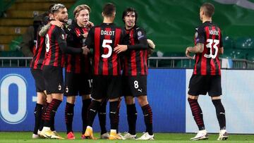 El Milán celebra un tanto en la Serie A