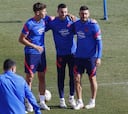 Buen ambiente en el entrenamiento del Atlético