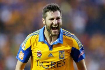 André-Pierre Gignac. Futbolista francés que llegó a Tigres como el fichaje bomba del fútbol mexicano, llegó a 50 goles en cuatro torneos que ha disputado con los felinos. Un crack!. 31 años.