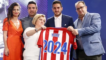 Koke ha renovado con el Atlético de Madrid hasta 2024. En la foto se puede ver a toda la familia del centrcompista del Atlético de Madrid el día de la renovación del madrileño.