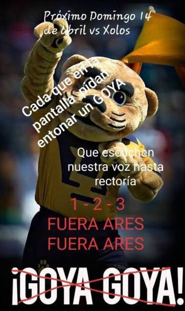 Afición de Pumas organiza campaña contra Ares de Parga