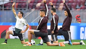 Mexico&#039;s players take part in a training session at the Luzhniki stadium in Moscow on June 16, 2018, on the eve of the Russia 2018 World Cup Group F football match between Germany and Mexico.
  / AFP PHOTO / Yuri KADOBNOV