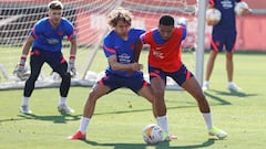 Marcos Paulo en la sesi&oacute;n del Atl&eacute;tico de hace dos d&iacute;as en el Cerro. 