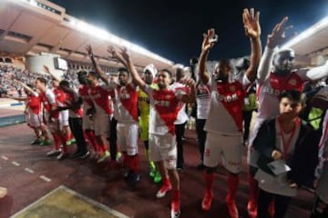 Monaco on May 17 won their first French league title in 17 years.
 / AFP PHOTO / BORIS HORVAT