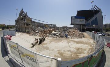 Aspecto de la demolición del Estadio Vicente Calderón a 24 de julio de 2019.
