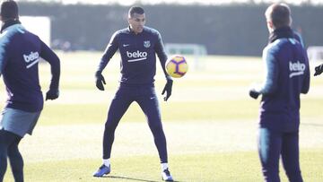 Jeison Murillo en el entrenamiento del Barcelona