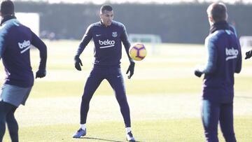 Jeison Murillo en el entrenamiento del Barcelona 