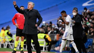 Carlo Ancelotti, en el encuentro ante el Elche, el último partido que ha dirigido hasta ahora.