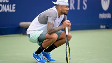 El tenista australiano Nick Kyrgios reacciona durante su partido ante Hubert Hurkacz en el Masters 1.000 de Canadá.