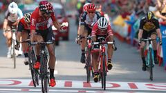 Thomas de Gent festeja su victoria en la 19&ordm; etapa de la Vuelta a Espa&ntilde;a 2017.