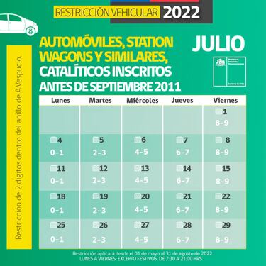 Restricción Vehicular 2022: calendario de autos que no pueden circular, 28 de julio