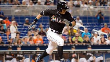 Jul 26, 2016; Miami, FL, USA; Miami Marlins center fielder Ichiro Suzuki (51) grounded out during the third inning against the Philadelphia Phillies at Marlins Park. Mandatory Credit: Steve Mitchell-USA TODAY Sports