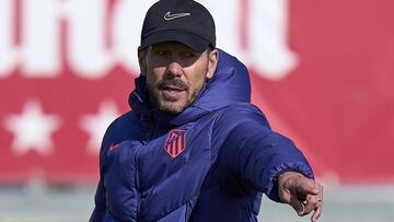 Simeone, durante el entrenamiento del Atlético.