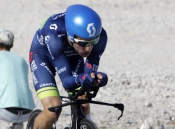 Yates durante la  etapa de la Vuelta disputada en la modalidad de contrarreloj individual ente Jávea y Calpe, de 37 kilómetros. 