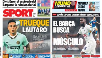 Portadas de Sport y Mundo Deportivo del d&iacute;a 26 de marzo de 2020.