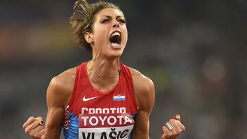 La saltadora de altura croata Blanka Vlasic, durante los Mundiales de Atletismo de Pek&iacute;n 2015.