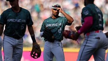 SEATTLE, WASHINGTON - JULY 11: Marcus Semien #2 of the Texas Rangers looks on during the 93rd MLB All-Star Game presented by Mastercard at T-Mobile Park on July 11, 2023 in Seattle, Washington. Tim Nwachukwu/Getty Images/AFP (Photo by Tim Nwachukwu / GETTY IMAGES NORTH AMERICA / Getty Images via AFP)