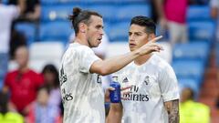 Bale y James, antes de un partido del Real Madrid.